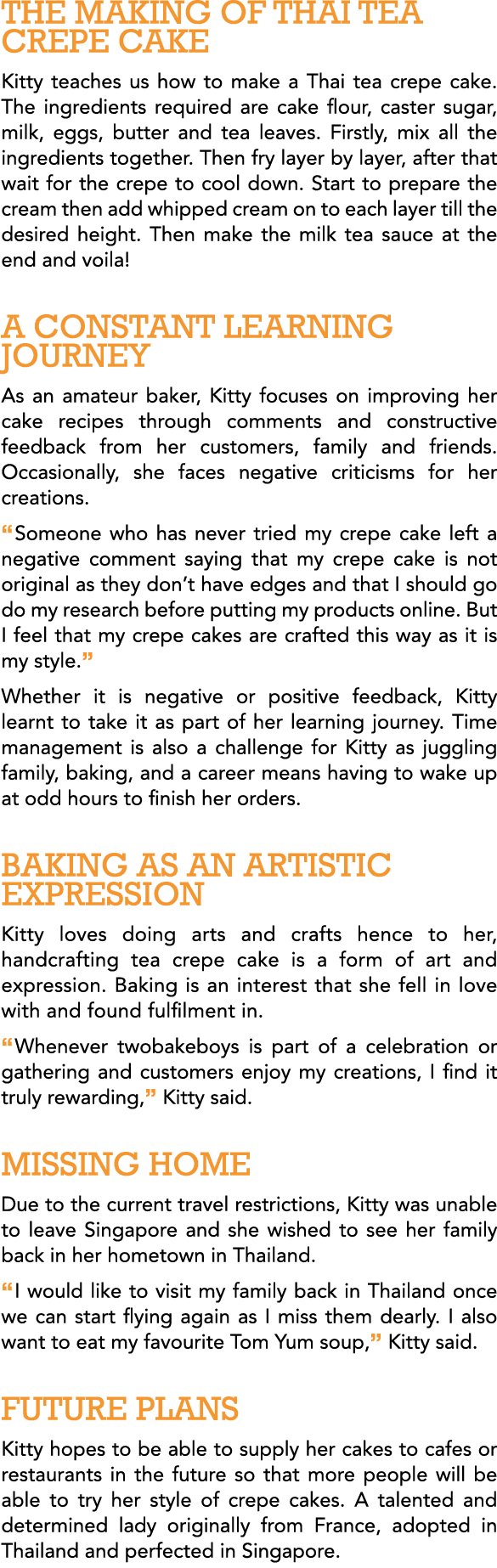 THE MAKING OF THAI TEA CREPE CAKE Kitty teaches us how to make a Thai tea crepe cake  The ingredients required are ca   